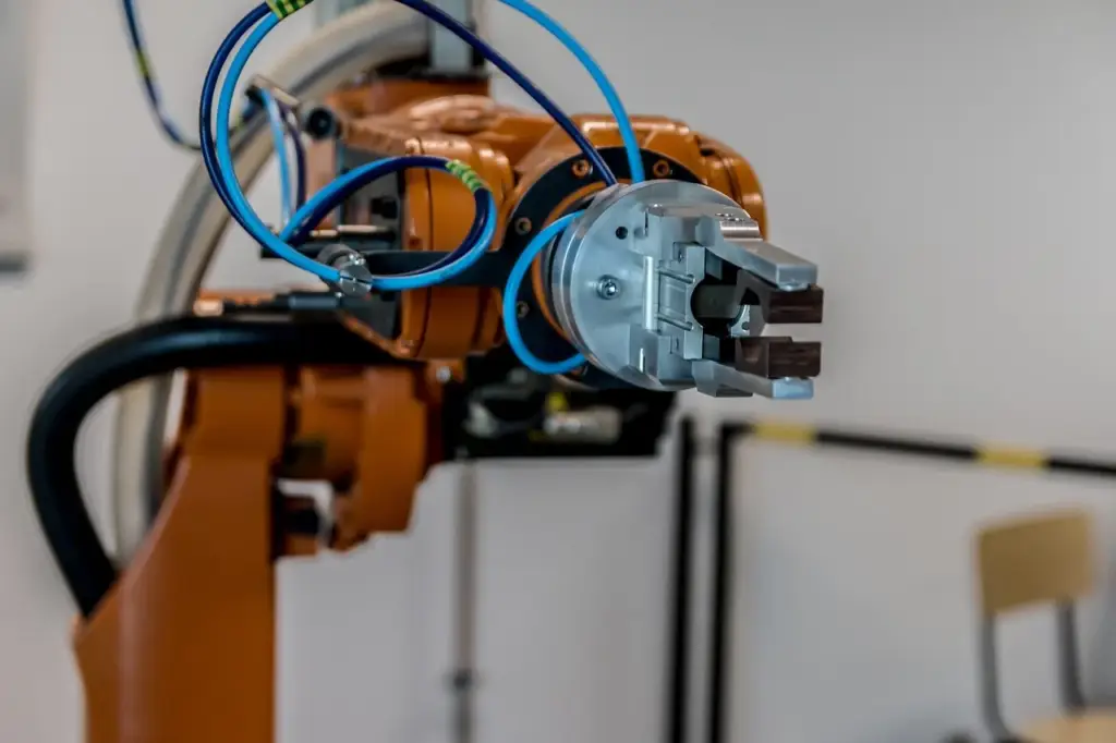 Traditional automation robot arm in factory